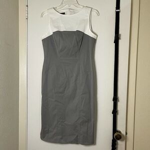 ESCADA gray white career sleeveless dress size 38 Medium